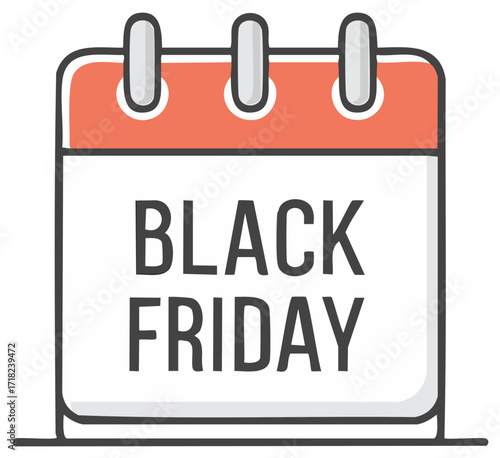 Calendar icon announcing Black Friday sales for shopping promotions and discount marketing