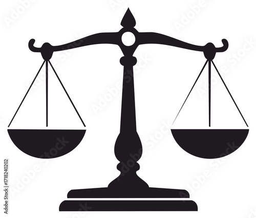 Scales of Justice Symbol in Black Silhouette - Legal Balance and Equity Representation