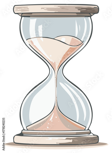 Retro Hourglass with Flowing Sand Illustration
