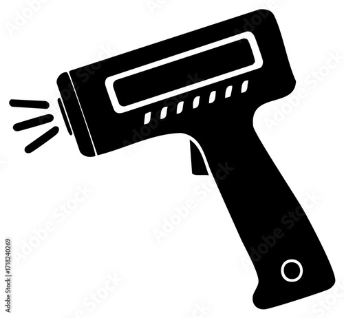 Black silhouette of a non contact infrared thermometer with a display screen