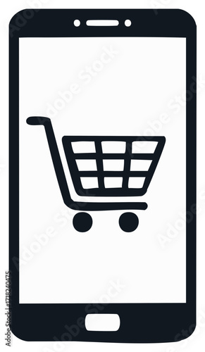 Smartphone Displaying Shopping Cart Icon for Ecommerce Solutions