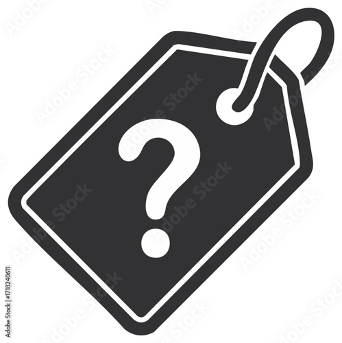 Price Tag Icon with Question Mark Concept of Mystery Offer or Promotion, Unknown Value