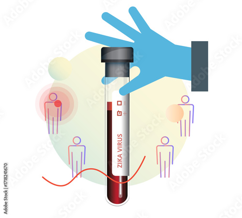 Blood Sample Taken for Zika Virus Test  - Stock Illustration