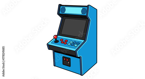 Retro arcade machine with blue design and classic controls