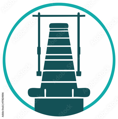 Abstract Icon of a Concrete Cylinder Mold and Frame for Material Testing