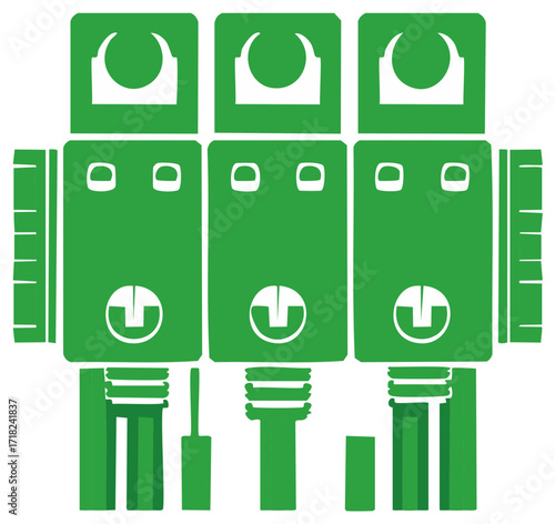 Green robot vinyl decal skin template layout for custom toy character customization