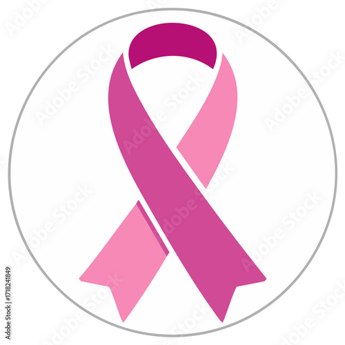 Pink Awareness Ribbon Icon for Charitable Breast Health Campaigns and Support