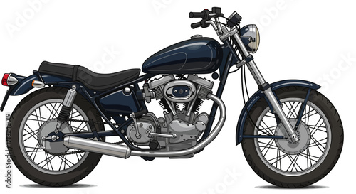 Classic motorcycle side view with detailed design for enthusiasts and collectors