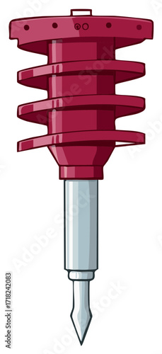 Vector Illustration of a Red Sand Spike Rod Holder for Beach Fishing