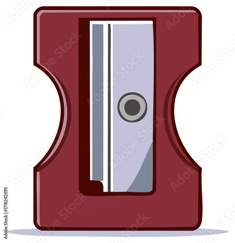 Classic school and office stationery item a red pencil sharpener illustration