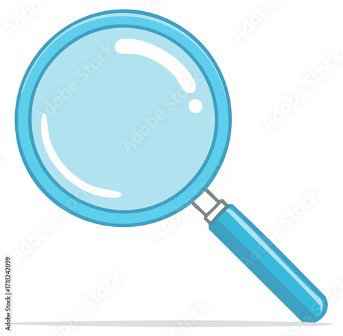 Single blue magnifying glass illustration graphic for search, investigation or exploration