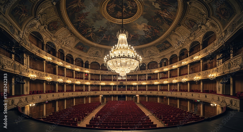 Obraz premium Grand Opera House Interior Breathtaking Auditorium and Chandelier