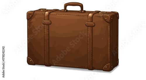 Vintage leather suitcase with buckles and handle