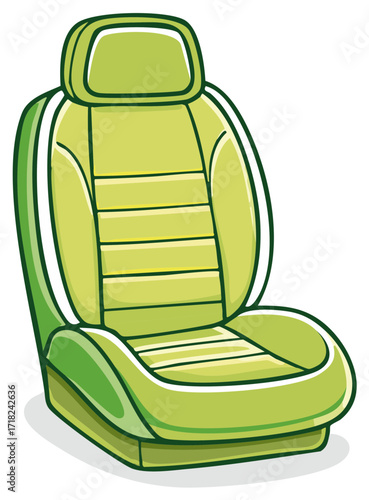 Isolated green cartoon vehicle car seat vector illustration for auto interior design and comfortable travel