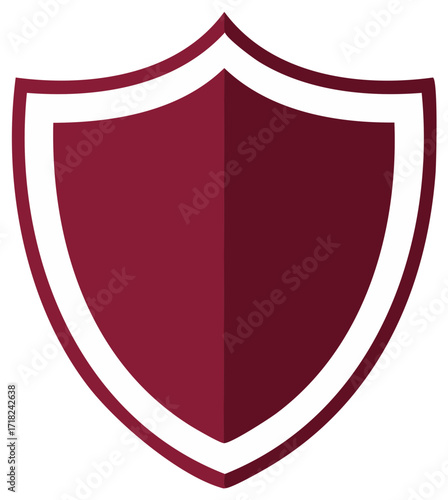 Shield emblem illustration with a maroon and white design, security, protection concept.
