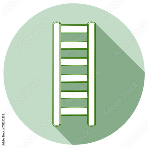 Minimalist Green and White Ladder Icon, Concept for Progress and Ambition, Business Metaphor