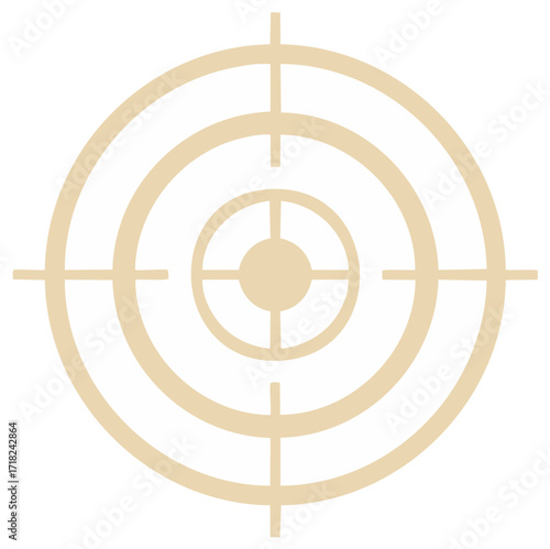 Minimalist tan crosshairs target graphic symbol on a white background simple design