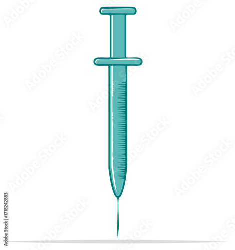 Stylized Syringe with Needle for Medical Injections or Vaccinations