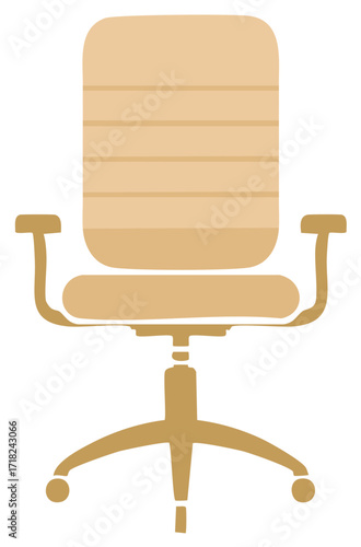 Ergonomic Office Chair Illustration with Armrests and Rolling Casters