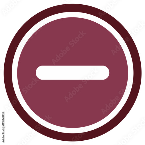 Minus sign in a maroon circle icon representing removal decrease or subtraction