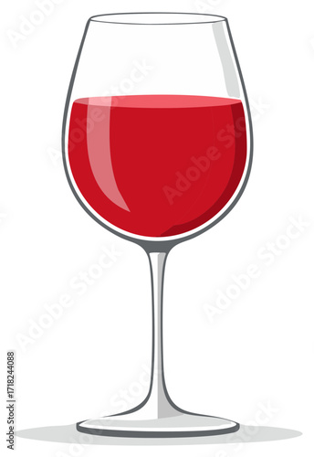 Elegant Glass with Rich Red Wine Illustration for Wine Industry, Restaurant, and Bar Promotions