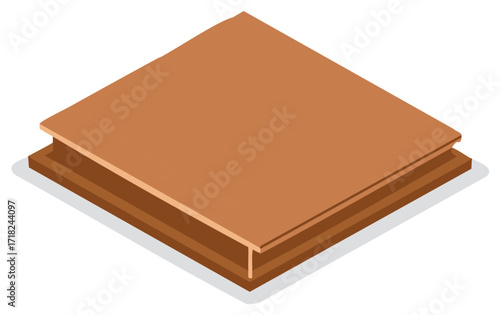 Isometric View of Wooden Platform or Stage Illustration, Brown Floors