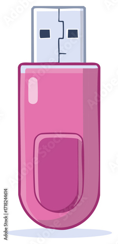 Vibrant Pink USB Thumb Drive for Digital Data Transfer and Storage Illustration