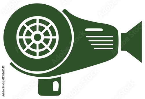 Hair dryer vector illustration, professional beauty salon styling tool for drying hair, hairdressing equipment