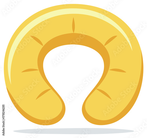 Comfortable Yellow Travel Neck Pillow. Accessory for Relaxation in Journey. Creative Vector.