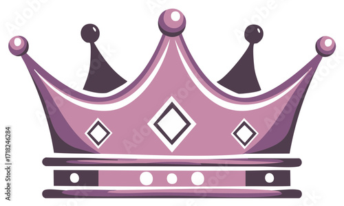 Majestic purple royal crown illustration symbol for a king queen or princess