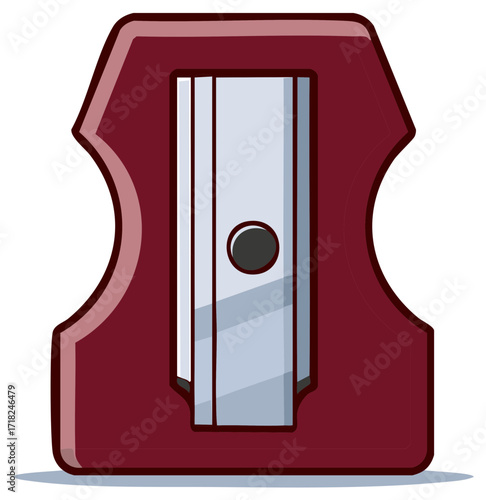 Illustration of a red and gray pencil sharpener
