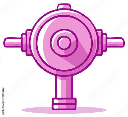 Vibrant pink fire hydrant cartoon illustration featuring simple modern design and bold outline