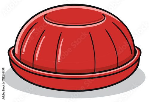 Illustration of a red dome-shaped container with base, offering storage and organization solutions