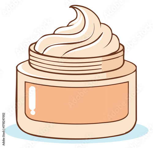 Cosmetic cream in a jar illustration, skincare beauty treatment, moisturizer vector graphic for product display or background design