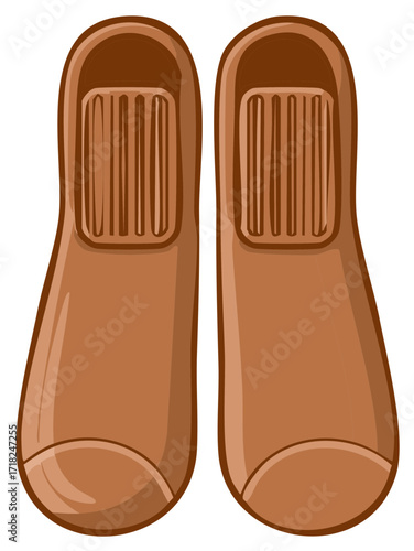 Pair of Brown Ballet Slippers with Ribbed Accents
