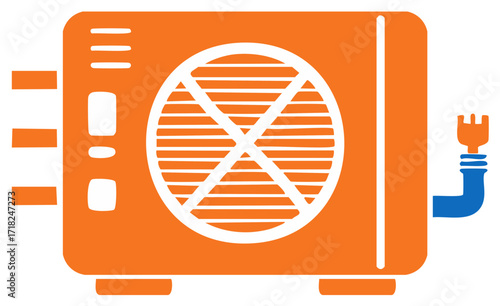 HVAC System Illustration, Cooling and Heating Equipment Graphic, Air Conditioning Unit Icon