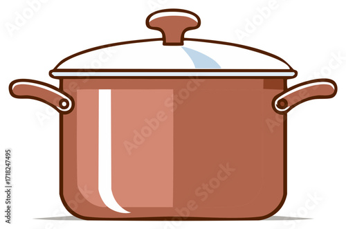 Brown cooking pot illustration for culinary design or kitchen use in flat design