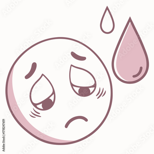 Sad face emoji with tears and a worried look
