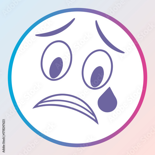 Sad face emoticon with tears, expressing sadness and emotional distress