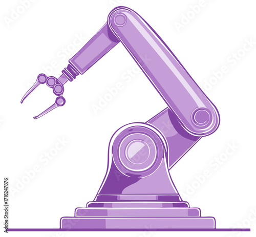 Automated industrial robot arm illustration precision engineered robotic arm manipulator technology cartoon style automation industry