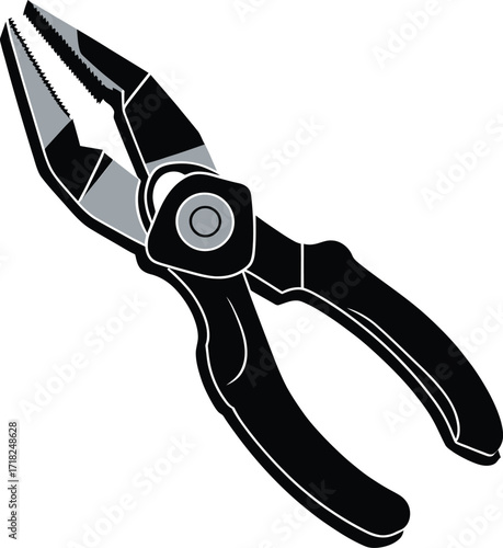 Steel pliers hand tool, professional mechanic and household equipment illustration


