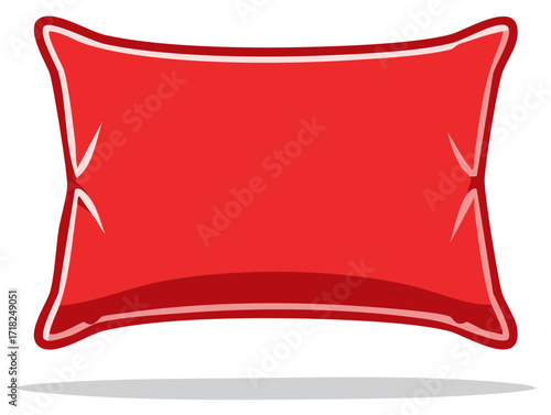 Cartoon Red Pillow Vector Illustration Isolated on White