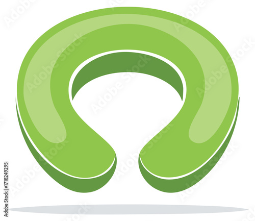 Glossy green abstract arch element with volumetric 3D effect and vibrant fresh color