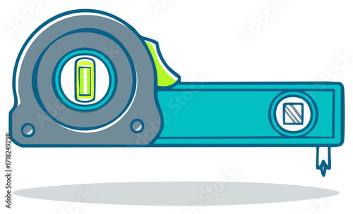 Vibrant teal grey measuring tape illustration perfect for construction and DIY projects