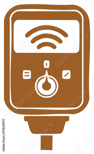 Smart parking meter or EV charging station icon with wireless payment symbol