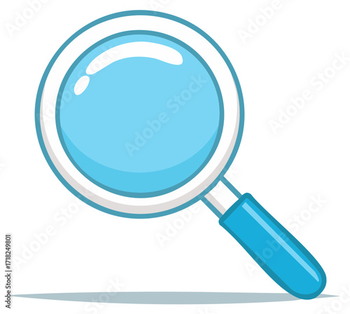 Cartoon Magnifying Glass with Blue Handle and Light Blue Lens