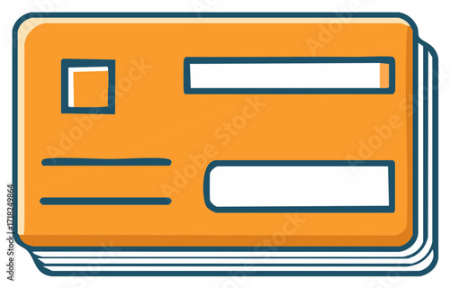 Stack of Orange Blank Business Cards or Identification Cards Hand Drawn Style