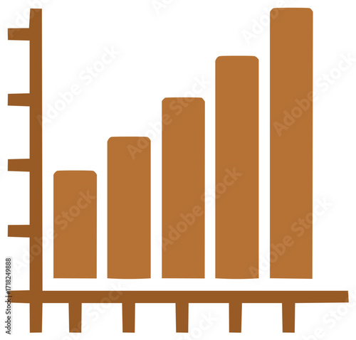 Brown business chart, diagram showing increasing data growth with vertical bars.