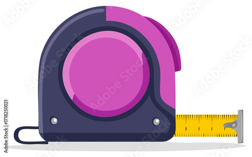 Colorful Tape Measure Tool, Illustration of Measurement, Construction or Design