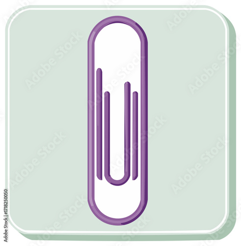 Purple Paper Clip Illustration on Green Background for Stationery or Office Supplies